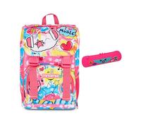 Mitama Zaino Estensibile 4 Zip, CATROCK, Fucsia, Doppio Scomparto + Astuccio Mitamini Animals, Chiusura con Zip, In Silicone, Rosa, Bambina, Scuola Elementare