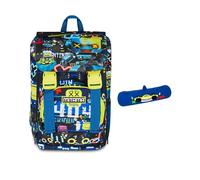 Mitama Zaino Estensibile 4 Zip, GAMING404, Nero, Doppio Scomparto + Astuccio Mitamini Animals, Chiusura con Zip, In Silicone, Blu, Bambino, Scuola Elementare