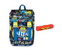 Mitama Zaino Estensibile 4 Zip, GAMING404, Nero, Doppio Scomparto + Astuccio Mitamini Animals, Chiusura con Zip, In Silicone, Arancione, Bambino, Scuola Elementare