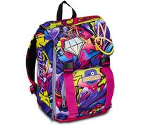 Mitama Zaino Estensibile Hip-Hop Diamond con Tasca frontale, Rosa e Viola, Scuola Elementare e Tempo Libero, Bambina Ragazza
