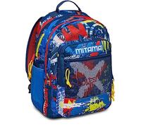 Mitama Zaino Scuola - NEW PLUS STREET LIFE, Blu - Zaino Triplo Scomparto Impermeabile - Tasche Porta Borraccia - Spallacci Ergonomici - Zaino Scuola Elementare Bambino, Zaino Scuola Media