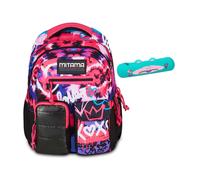 Mitama Zaino New Plus TYE LOVE, Fucsia + Astuccio Mitamini Animals Mitama, Verde