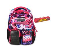 Mitama Zaino New Plus TYE LOVE, Fucsia, Ergonomico, Robusto + Astuccio Mitamini Animals, Chiusura con Zip, In Silicone, Rosa, Bambina, Scuola Elementare