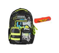 Mitama Zaino New Plus URBANSMILE, Nero, Ergonomico, Robusto + Astuccio Mitamini Animals, Chiusura con Zip, In Silicone, Arancione, Bambino, Scuola Elementare