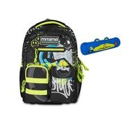 Mitama Zaino New Plus URBANSMILE, Nero, Ergonomico, Robusto + Astuccio Mitamini Animals Mitama, Chiusura con Zip, In Silicone, Blu,Bambino, Scuola Elementare