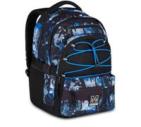 Mitama Zaino Scuola #BDBF BLUEDROPS, Blu, Zaino Triplo Scomparto, Tasca Porta Borraccia, Porta USB Integrata, Larghezza Regolabile, Zaino Scuola Media e Superiore, Ragazzo