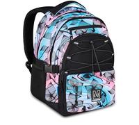 Mitama Zaino Scuola #BDBF FLOWER BREEZE, Celeste, Zaino Triplo Scomparto, Tasca Porta Borraccia, Porta USB Integrata, Larghezza Regolabile, Zaino Scuola Media e Superiore, Ragazza