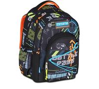 Mitama Zaino Scuola Elementare M-Power SpaceBattle, Triplo Scomparto, Ragazzi e Ragazze, Tasca Porta Borraccia, Schienale Imbottito, nero