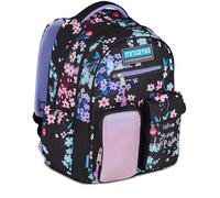 Mitama Zaino Scuola Elementare M-Power TrendyFlowers, Triplo Scomparto, Ragazzi e Ragazze, Tasca Porta Borraccia, Schienale Imbottito, viola