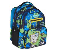 Mitama Zaino Scuola Elementare New Plus Cool Dino, Extra Capienza, Bambini e Bambine, Tasca Porta Borraccia, Schienale Imbottito, nero