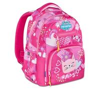 Mitama Zaino Scuola Elementare New Plus CuddlyKitten, Extra Capienza, Bambini e Bambine, Tasca Porta Borraccia, Schienale Imbottito, lilla