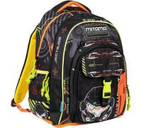 Mitama Zaino Scuola FLUO BATTLE, New Plus, Triplo Scomparto, Tasche Porta Borraccia, Spallacci Ergonomici, Scuola Elementare Bambino, Media