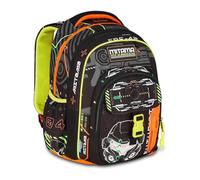Mitama Zaino Scuola FLUO BATTLE, New Plus, Triplo Scomparto, Tasche Porta Borraccia, Spallacci Ergonomici, Scuola Elementare Bambino, Media