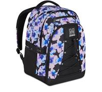 Mitama Zaino Scuola Medie, Superiori #BDBF FloralBeat, Triplo Scomparto Extra Capienza, Ragazzi e Ragazze, Tasca Porta Borraccia e Porta PC, Schienale Imbottito, viola