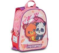 Mitama Zaino Spinny Asilo, Double Face con Doppia Grafica, Con Tasca Laterale Porta Borraccia, Rosa, Bambine, Scuola e Tempo Libero