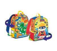 Mitama - Zaino Spinny HERO/REX, Doppia Grafica, Double Face, Impermeabile, Per Asilo e Tempo Libero, 8,2 L