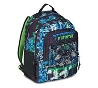 Mitama Zaino Triplo Scomparto Punch Game con Tasca frontale, Blu e Verde, Scuola Elementare e Tempo Libero, Bambino Ragazzo