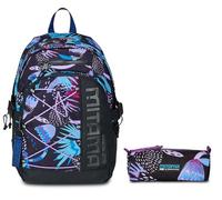 Mitama Zaino Triplo Scomparto, Tasca porta PC, Nero e Viola, Bambino Ragazzo + Portapenne bambino