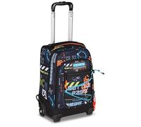 Mitama Zaino Trolley M-Power SpaceBattle, Spallacci a scomparsa, Bambini e Bambine, Tasca Porta Borraccia, Doppio uso, Maxi Capienza, nero