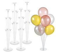 Mitavo - 4 Pz Supporto per Palloncino con 28 Palloncini - Porta Palloncini, Aste per Palloncini per Matrimoni, Compleanni, Feste, Trasparente