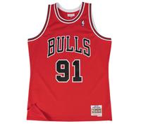 Mitchell & Ness NBA Swingman Jersey Chicago Bulls Road 1997-98 Dennis Rodman #91 men Tank Tops red in taglia:M