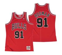 Mitchell & Ness NBA Swingman Jersey Chicago Bulls Road 1997-98 Dennis Rodman #91 men Tank Tops red in taglia:M