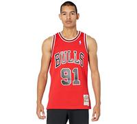 Mitchell & Ness NBA Swingman Jersey Chicago Bulls Road 1997-98 Dennis Rodman #91 men Tank Tops red in taglia:M