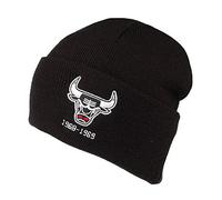 Mitchell & Ness Chicago Bulls Team Logo Cuff Knit Black NBA HWC Beanie Beany Wool Hat Mens