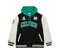 Mitchell & Ness Courtside Fleece NBA Vintage College giacca con cappuccio, maniche a contrasto, chiusura a pressione, uomo, donna, bambini, unisex, primavera, estate, autunno, inverno, Boston Celtics