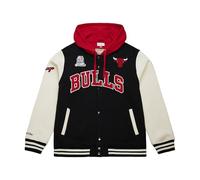 Mitchell & Ness Courtside Fleece NBA Vintage College giacca con cappuccio, maniche a contrasto, chiusura a pressione, uomo, donna, bambini, unisex, primavera, estate, autunno, inverno, Chicago Bulls