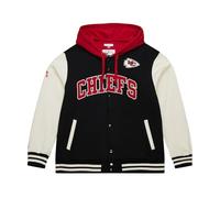 Mitchell & Ness Courtside - Giacca in pile NFL Vintage College con cappuccio, maniche a contrasto, chiusura a pressione, uomo, donna, bambini, unisex, primavera, estate, autunno, inverno, Kansas City