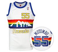 Mitchell & Ness Dikembe Mutombo Denver Nuggets - Maglia da uomo bianca 1991-92, bianco, M