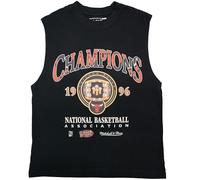 Mitchell & Ness NBA Championship Ring 1996 Sleeveless T-Shirt Nero 100% Cotone Uomo Donna Bambini Unisex Primavera Estate Autunno Inverno Pallacanestro US Sport, Chicago Bulls, nero, S