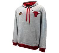 Mitchell & Ness NBA/NCAA Classic French Terry Hoody - Felpa con cappuccio, Grigio Heather, Chicago Bulls, S