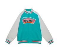 Mitchell & Ness NBA Primetime Giacca in raso Lightweight - San Antonio Spurs - Taglia XXL, chiusura a bottone, polsini a costine, da uomo, da donna, per bambini, unisex, primavera, estate, autunno