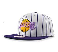 Mitchell & Ness NBA Retro Pinstripe Snapback Cap LA Lakers HWC Logo Bianco/Viola, bianco, Taglia unica