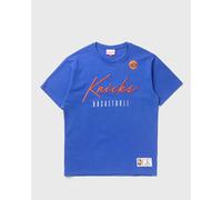 Mitchell & Ness NBA TRAINING DAY PREMIUM SS TEE VINTAGE LOGO NEW YORK KNICKS men Shortsleeves|Team Tees blue in taglia:S