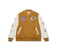 Mitchell & Ness NFL Dusted Collection Varsity College - Giacca con bottoni, primavera, autunno, inverno, retrò, stile americano, look retrò, Marrone ocra, Kansas City Chiefs, L