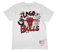 Mitchell & Ness Play by Play - Maglietta a maniche corte (NBA/HWC) - Chicago Bulls, bianco, 100% cotone, uomo, donna, bambini, unisex, primavera, estate, autunno, inverno, basket, sport americano