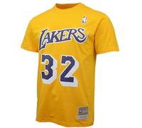 Mitchell & Ness T-shirt Name & Number (NBA | HWC | NFL), Los Angeles Lakers - Johnson, giallo-viola, XL