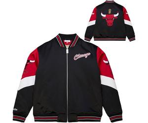 Mitchell & Ness Throw it Back Heavyweight Vintage Satin Giacca (NBA) con cerniera intera, loghi ricamati, uomini, donne, bambini, unisex, primavera, estate, autunno, inverno, Chicago Bulls, S