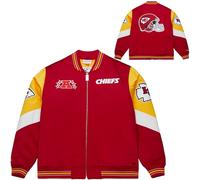 Mitchell & Ness Throw it Back Heavyweight Vintage Satin Giacca (NFL) con cerniera intera, loghi ricamati, uomini, donne, bambini, unisex, primavera, estate, autunno, inverno, Kansas City Chiefs, S