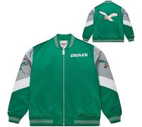 Mitchell & Ness Throw it Back Heavyweight Vintage Satin Giacca (NFL) con cerniera intera, loghi ricamati, uomini, donne, bambini, unisex, primavera, estate, autunno, inverno, XL