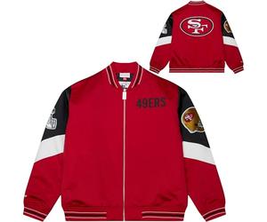 Mitchell & Ness Throw it Back Heavyweight Vintage Satin Jacket NFL Cerniera Completa Logo Ricamo Uomini Donne Bambini Unisex Primavera Estate Autunno Inverno, San Francesco 49Ers., XL
