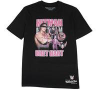 Mitchell & Ness Wrestlemania (WWE) Legends Player Maglietta a maniche corte - Bret Hitman Hart, taglia M, nero, cotone, uomo, donna, bambini, primavera, estate, autunno, inverno, wrestling
