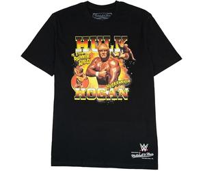 Mitchell & Ness Wrestlemania (WWE) Legends Player - Maglietta a maniche corte Hulk Hogan, taglia S, nero, cotone, uomo, donna, bambini, primavera, estate, autunno, inverno, wrestling