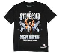Mitchell & Ness Wrestlemania (WWE) Legends Player Maglietta a maniche corte - Stone Cold Steve Austin, taglia L, nero, cotone, uomo, donna, bambini, primavera, estate, autunno, inverno, wrestling