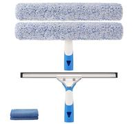 Mitclear Lavavetri Professionale, 35cm Tergivetro in Silicone e Lavavetri in Microfibra, Tergivetro in Acciaio Inox, Strumento Pulizia dei Vetri per Bagno, Doccia, Auto, Vetro, Finestre, Piastrelle