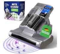 Miteguard Aspiratore per materassi e imbottiture con 2 spazzole speciali - Luce UV, dispositivo ad ultrasuoni & aria calda a 60 °C, detergente per materassi, tettarella contro acari della polvere
