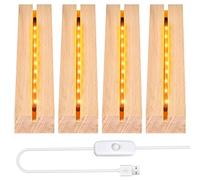 Mitening 4 Pezzi LED Luci Display Base, Base di Visualizzazione per Luci a LED, Base Rettangolare con Led per Lastra in Acrilico, Lastra in Cristallo (Lunghezza 15 cm, Bianco Caldo)